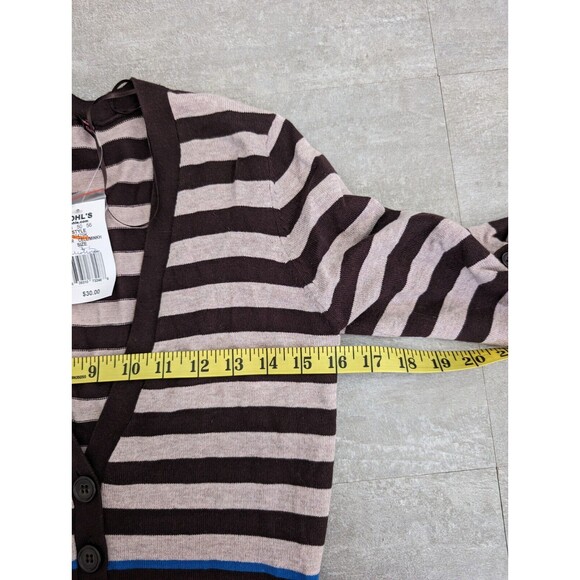 Women's Take Out Button Down Open Front Cardigan 3/4 Sleeve Brown Size Large Y2K - Picture 6 of 8